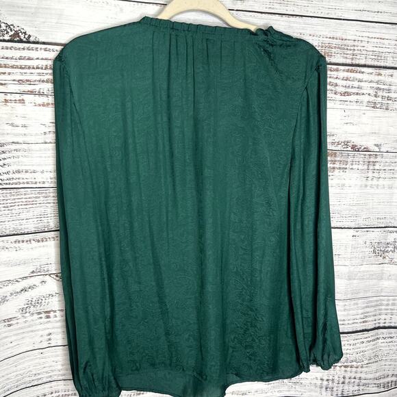 41 Hawthorn Green Paisley Long Sleeve Tie Front Blouse M - Picture 4 of 4